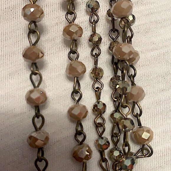 Boho Chic Crystal Lariat Necklace w/Arrowhead Stone and Charms - NEW - Picture 6 of 7